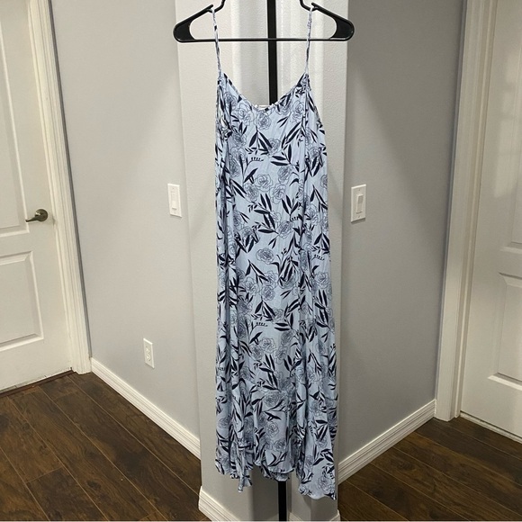 Thakoon Collective Leaf A-Line Midi Dress Floral Blue Womens Size 4 Rose Print - Picture 2 of 9